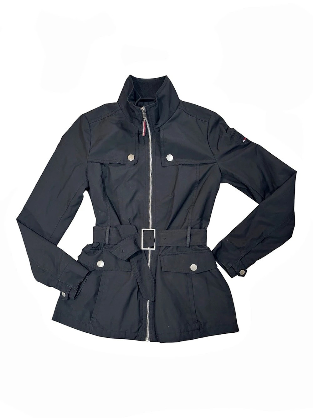 Tommy Hilfiger Coat, Trench Utility Jacket, Black, Fall Rain, Size XS